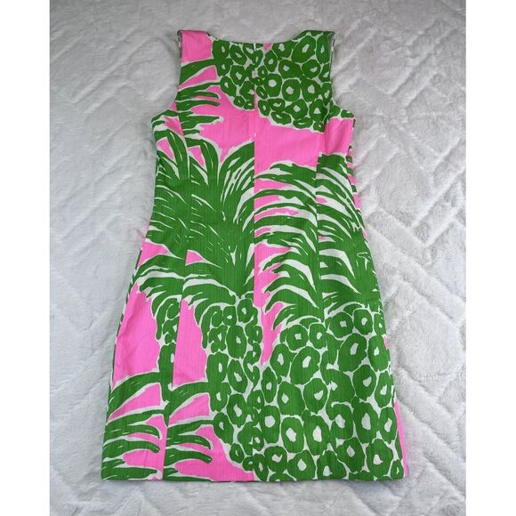 Lily Pulitzer Mila Shift Dress Women's Green Pink Neon Wooden Accent - Sz 0 - Picture 3 of 9